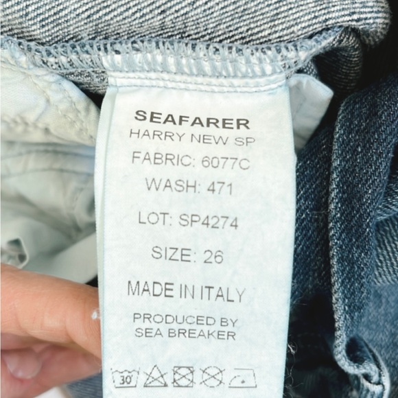 Seafarer Harry Two Tone Wide Leg Denim Italian Designer Rare Women 26 Raw Hem - Picture 11 of 12